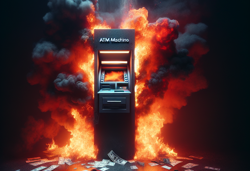 Bancomatul din Arad a fost incendiat furtul banilor necunoscut