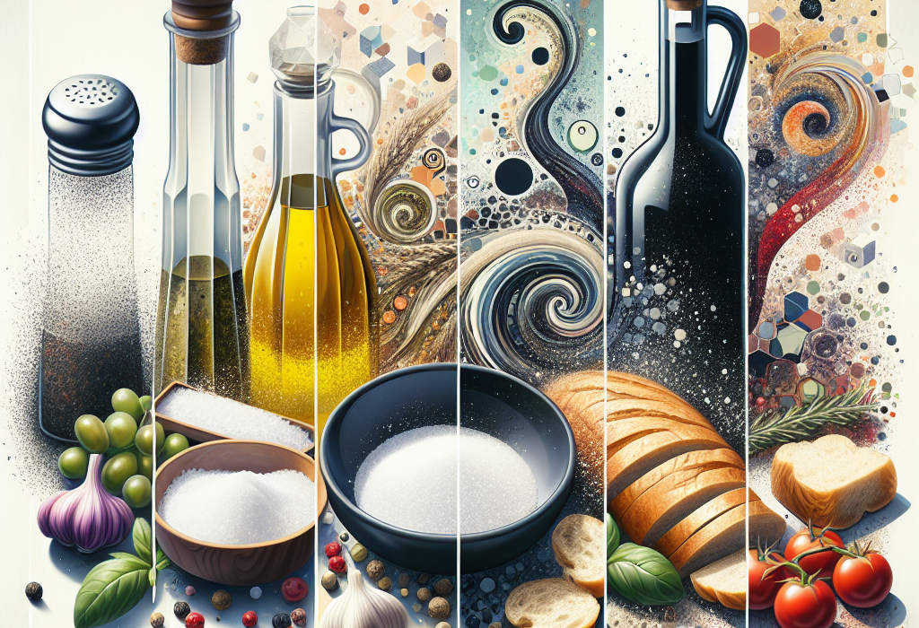 Sare piper ulei de masline otet balsamic paine proaspata